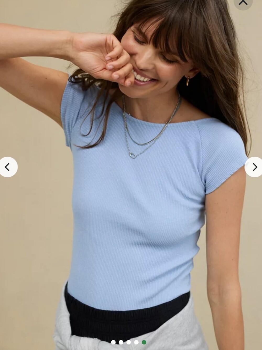 Aerie Ribbed Open Back T-Shirt in Monaco Blue